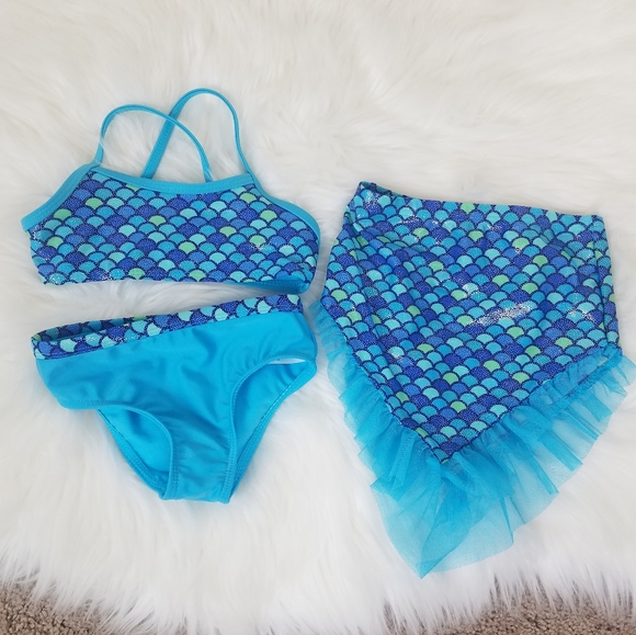Other - NEW 2T mermaid swimsuit with mermaid tail skirt